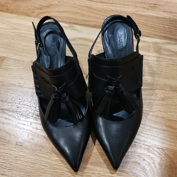 Burberry Black Leather Slingback Heels - Picture 1 of 10